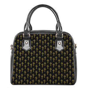 Religious Cross Pattern Print Shoulder Handbag