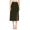 Religious Cross Pattern Print Side Slit Midi Skirt