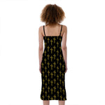 Religious Cross Pattern Print Slim Fit Midi Cami Dress