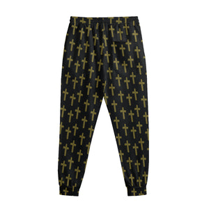 Religious Cross Pattern Print Sweatpants