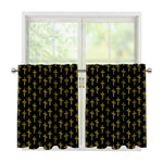 Religious Cross Pattern Print Tier Curtains