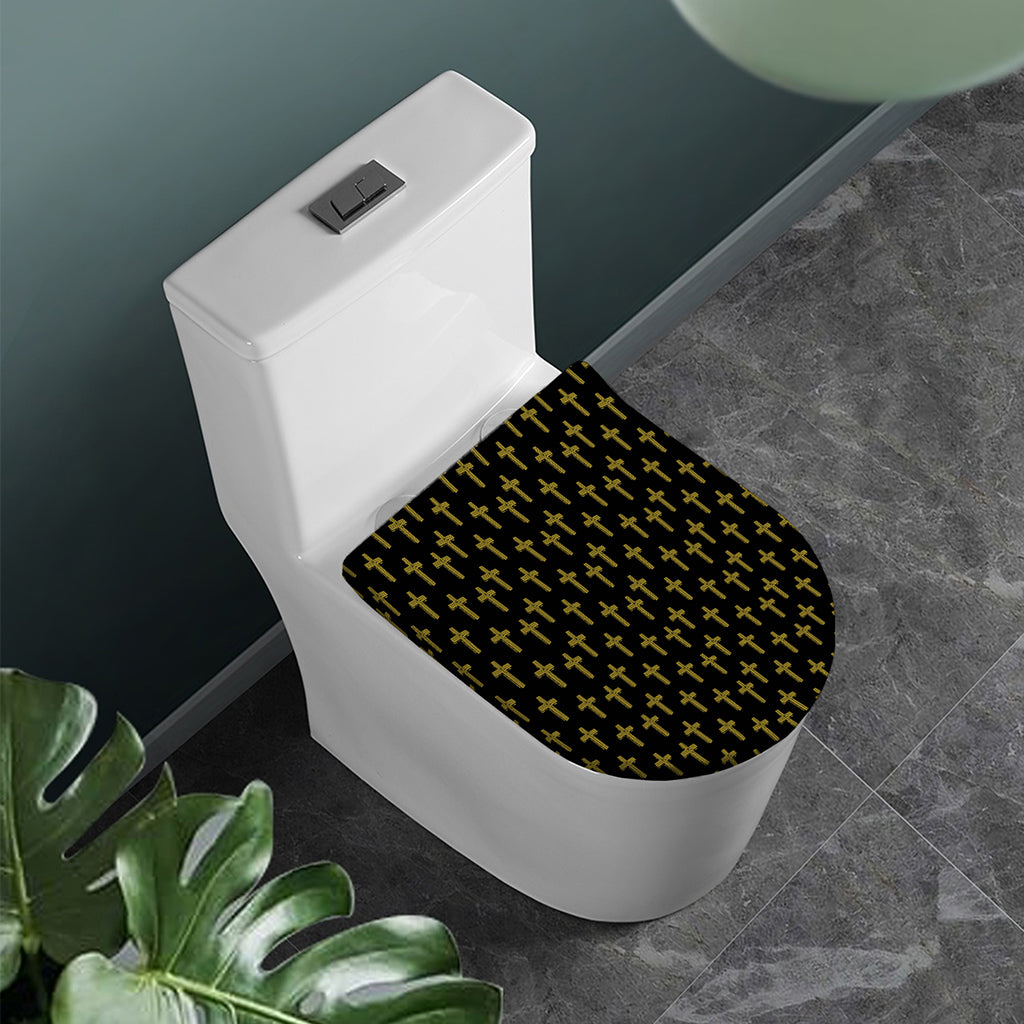 Religious Cross Pattern Print Toilet Lid Cover