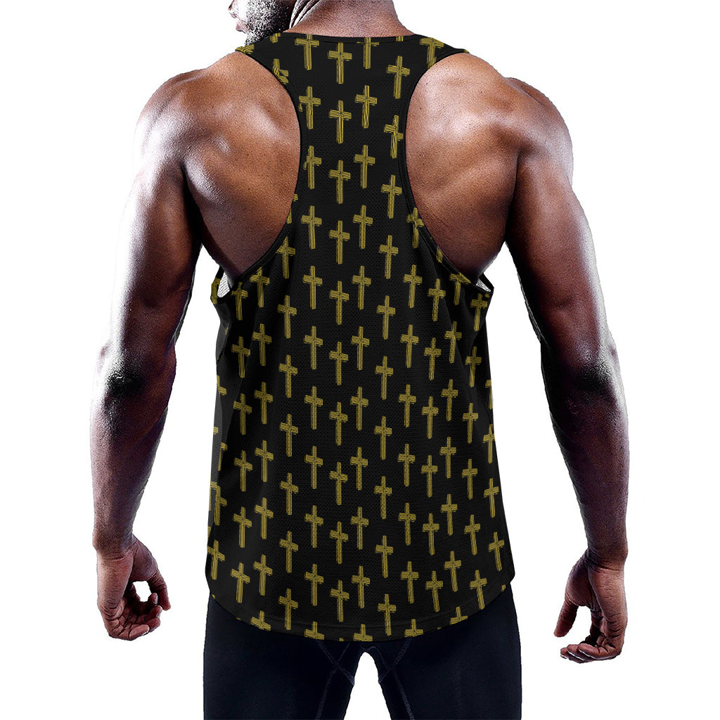 Religious Cross Pattern Print Training Tank Top