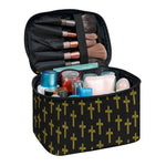 Religious Cross Pattern Print Travel Makeup Bag