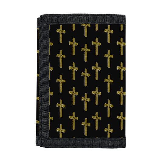 Religious Cross Pattern Print Trifold Wallet
