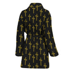 Religious Cross Pattern Print Women's Bathrobe