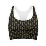 Religious Cross Pattern Print Women's Sports Bra