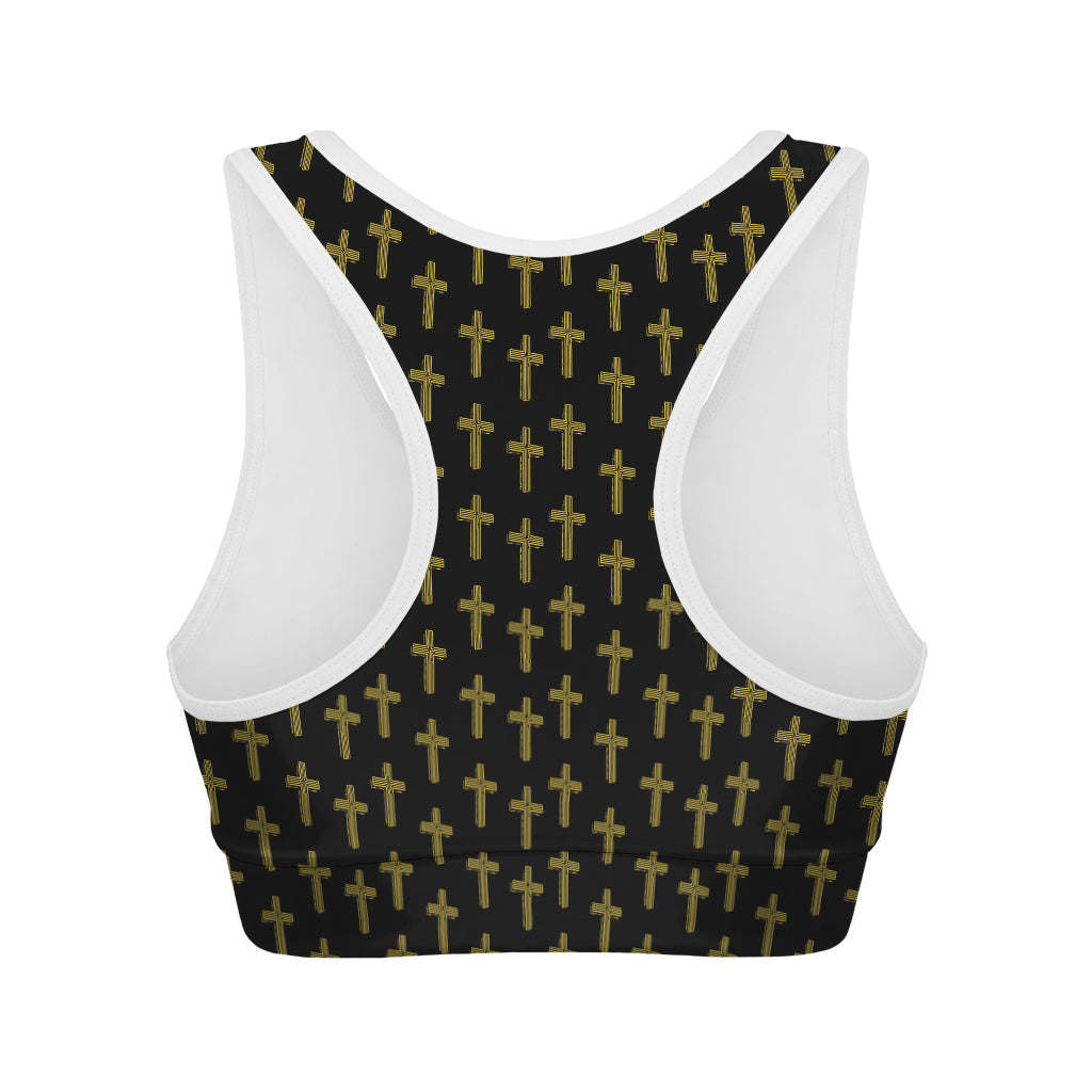 Religious Cross Pattern Print Women's Sports Bra