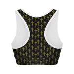 Religious Cross Pattern Print Women's Sports Bra