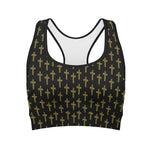 Religious Cross Pattern Print Women's Sports Bra