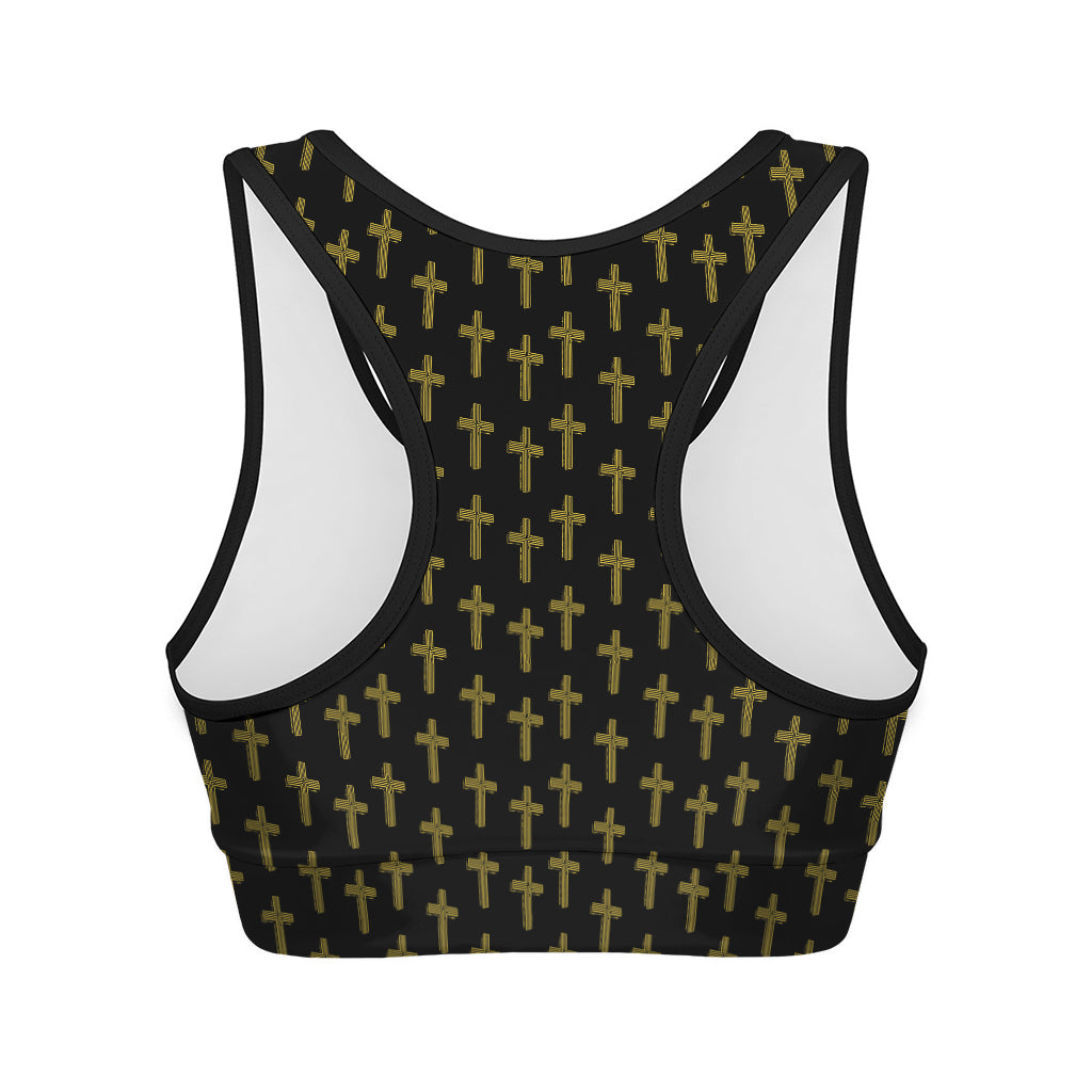 Religious Cross Pattern Print Women's Sports Bra
