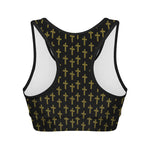Religious Cross Pattern Print Women's Sports Bra