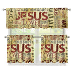Religious Word Of God Print 3 Piece Kitchen Curtains