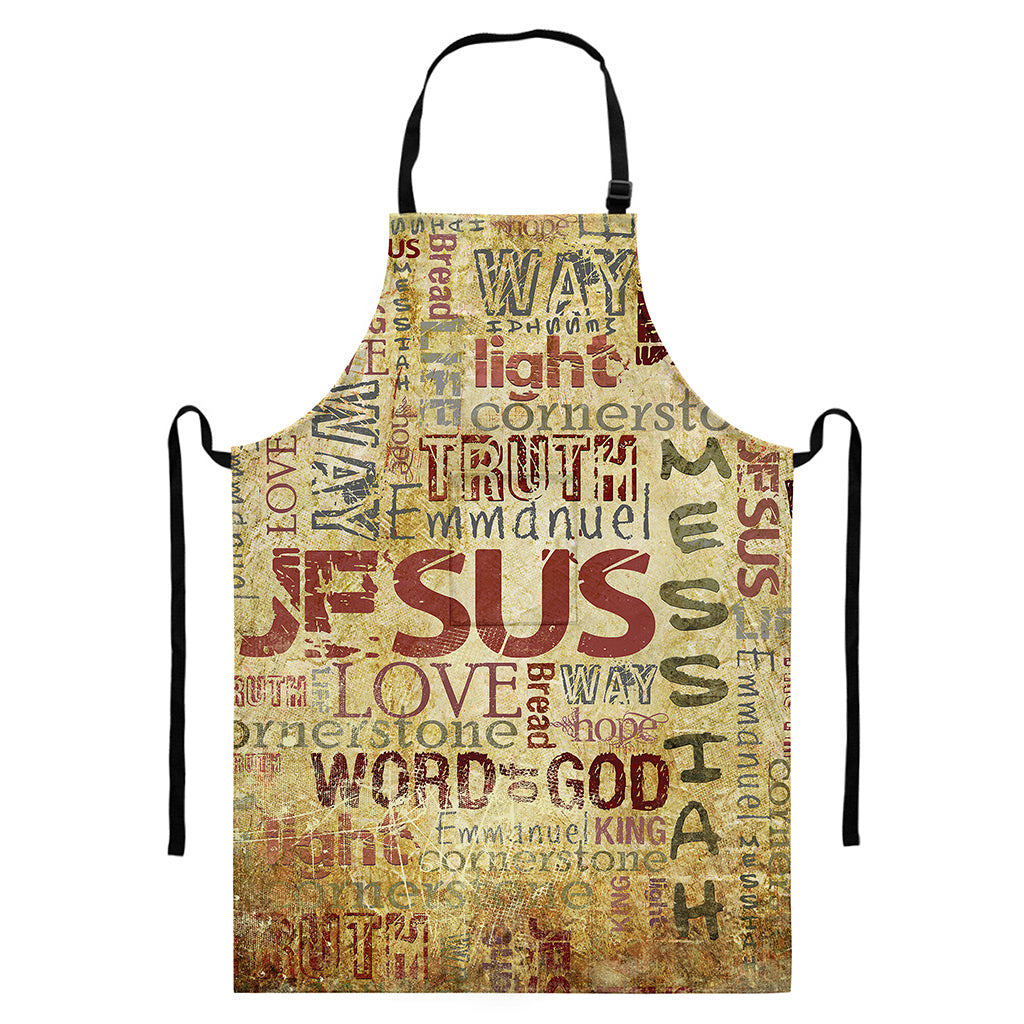 Religious Word Of God Print Bib Apron With Pocket