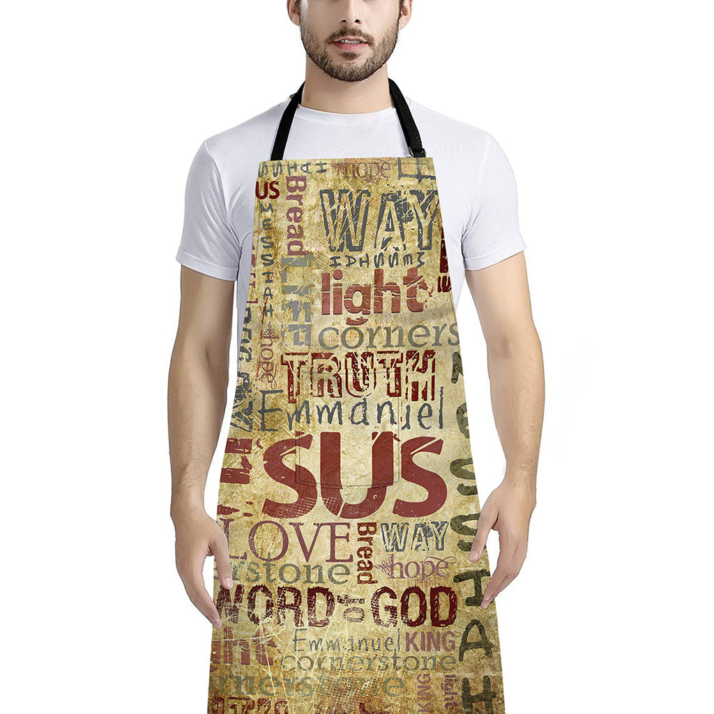 Religious Word Of God Print Bib Apron With Pocket