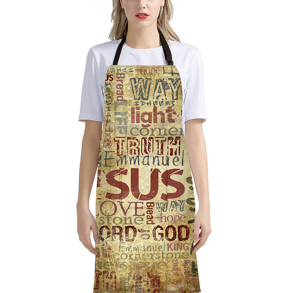 Religious Word Of God Print Bib Apron With Pocket