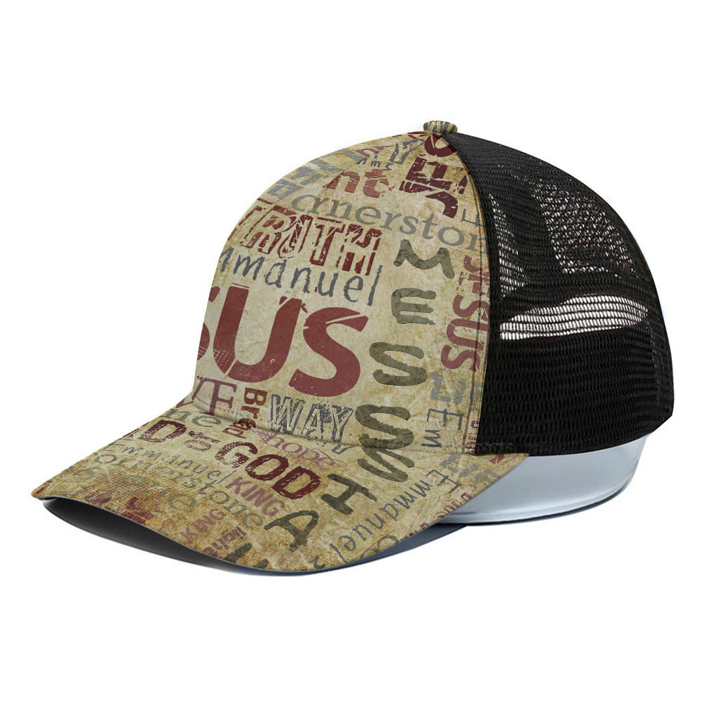 Religious Word Of God Print Black Mesh Trucker Cap