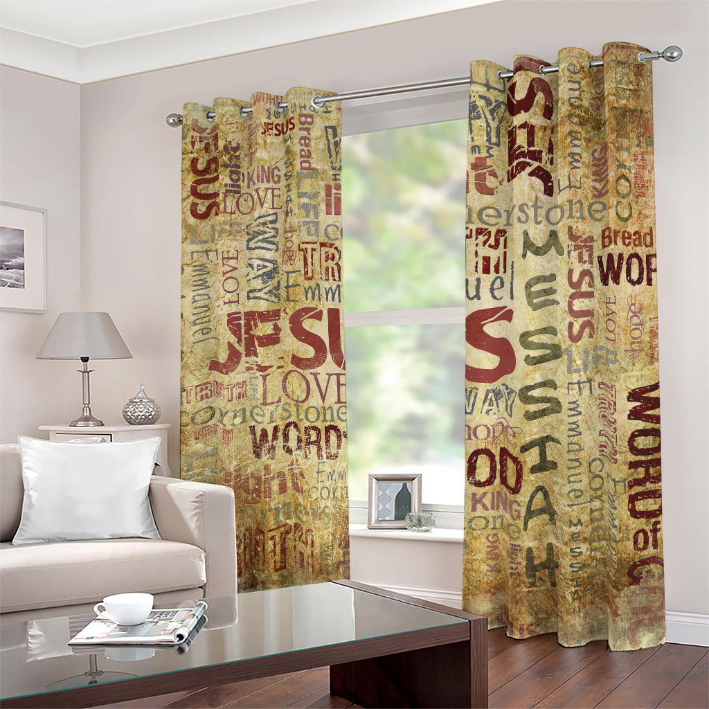 Religious Word Of God Print Blackout Grommet Curtains