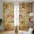 Religious Word Of God Print Dimout Pencil Pleat Curtains