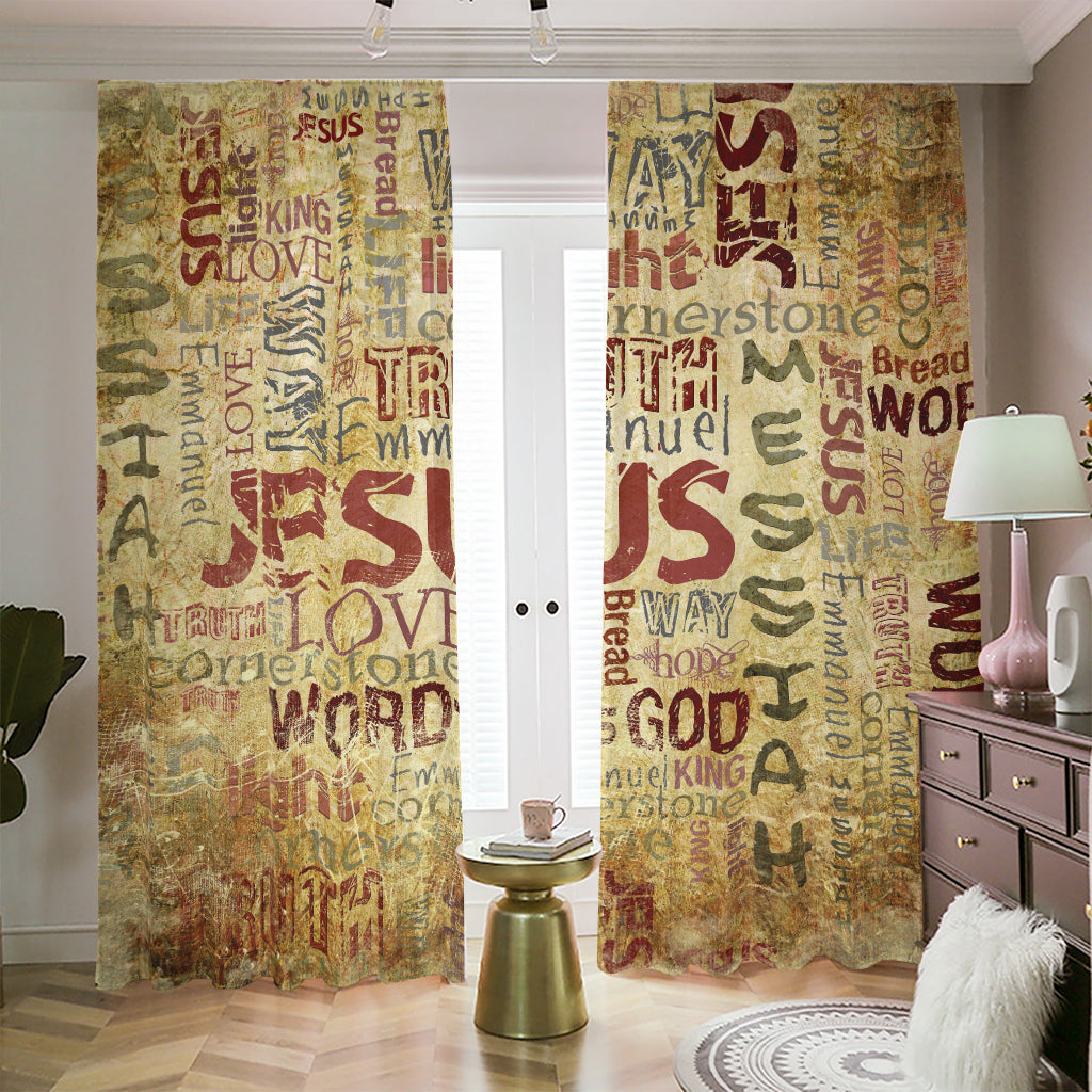 Religious Word Of God Print Blackout Pencil Pleat Curtains