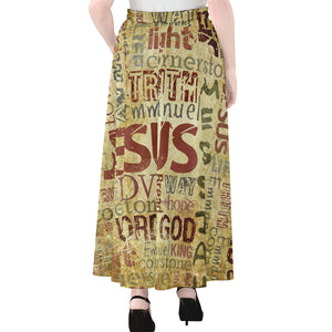 Religious Word Of God Print Chiffon Maxi Skirt