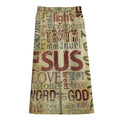 Religious Word Of God Print Cotton Front Slit Maxi Skirt