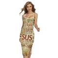 Religious Word Of God Print Cross Back Cami Dress