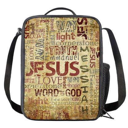 Religious Word Of God Print Crossbody Lunch Bag