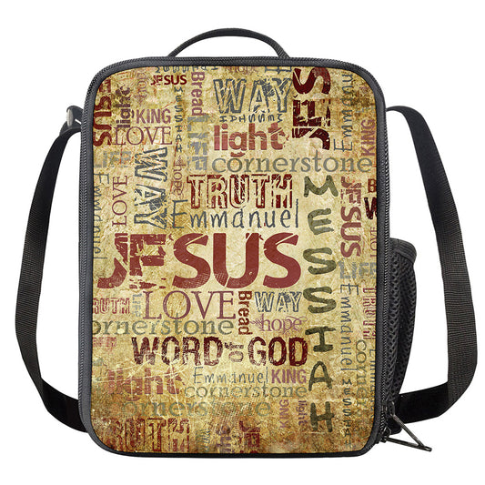 Religious Word Of God Print Crossbody Lunch Bag