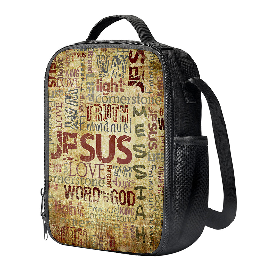 Religious Word Of God Print Crossbody Lunch Bag