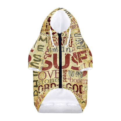 Religious Word Of God Print Dog Zip Up Hoodie