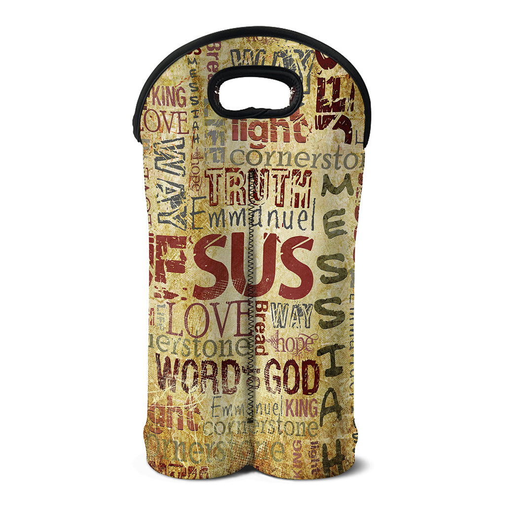 Religious Word Of God Print Double Neoprene Wine Tote