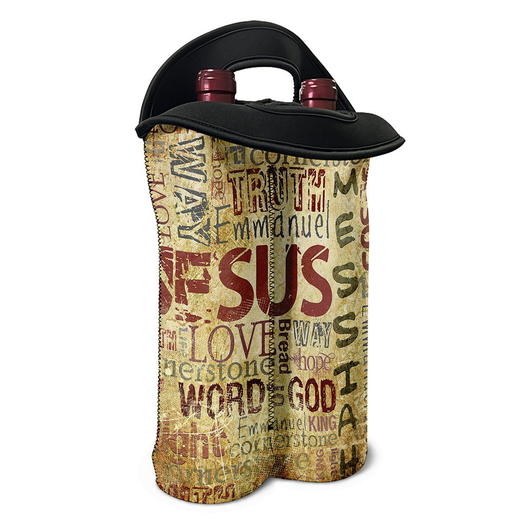Religious Word Of God Print Double Neoprene Wine Tote