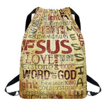 Religious Word Of God Print Drawstring Backpack