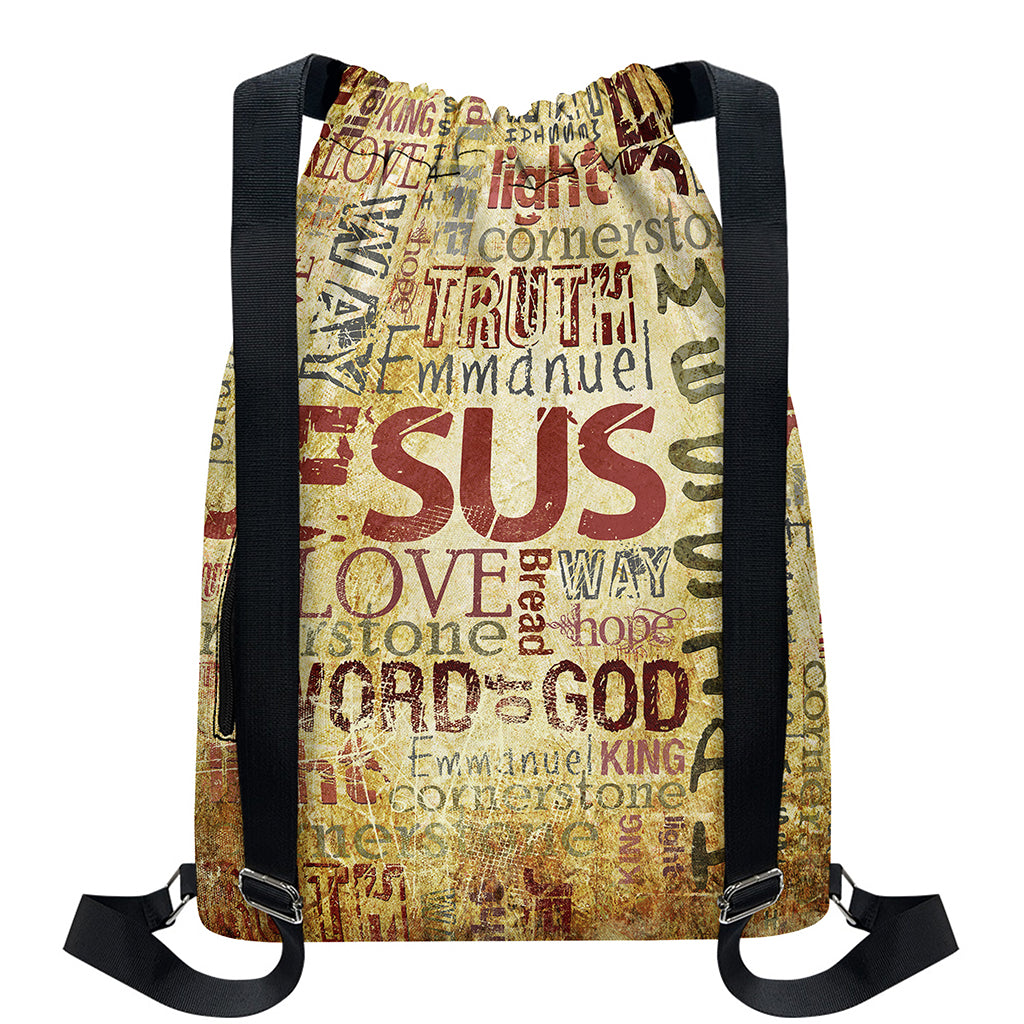 Religious Word Of God Print Drawstring Backpack