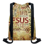 Religious Word Of God Print Drawstring Backpack