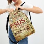 Religious Word Of God Print Drawstring Backpack
