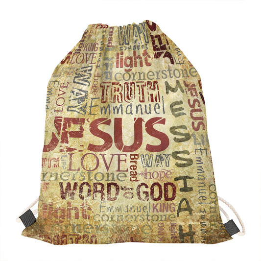 Religious Word Of God Print Drawstring Bag