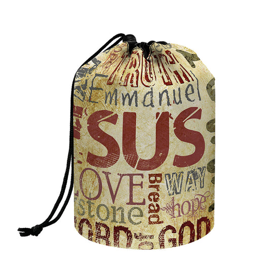 Religious Word Of God Print Drawstring Makeup Bag