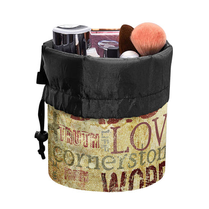 Religious Word Of God Print Drawstring Makeup Bag