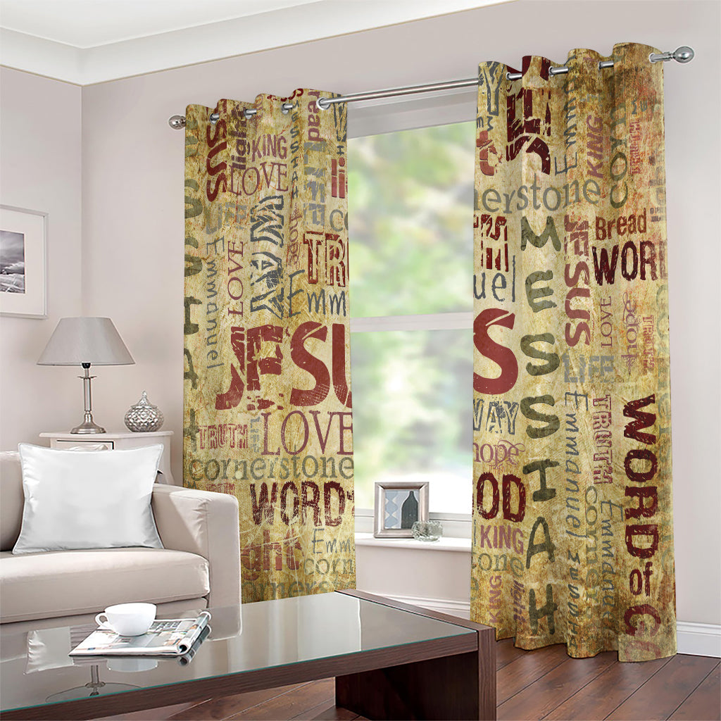 Religious Word Of God Print Extra Wide Grommet Curtains