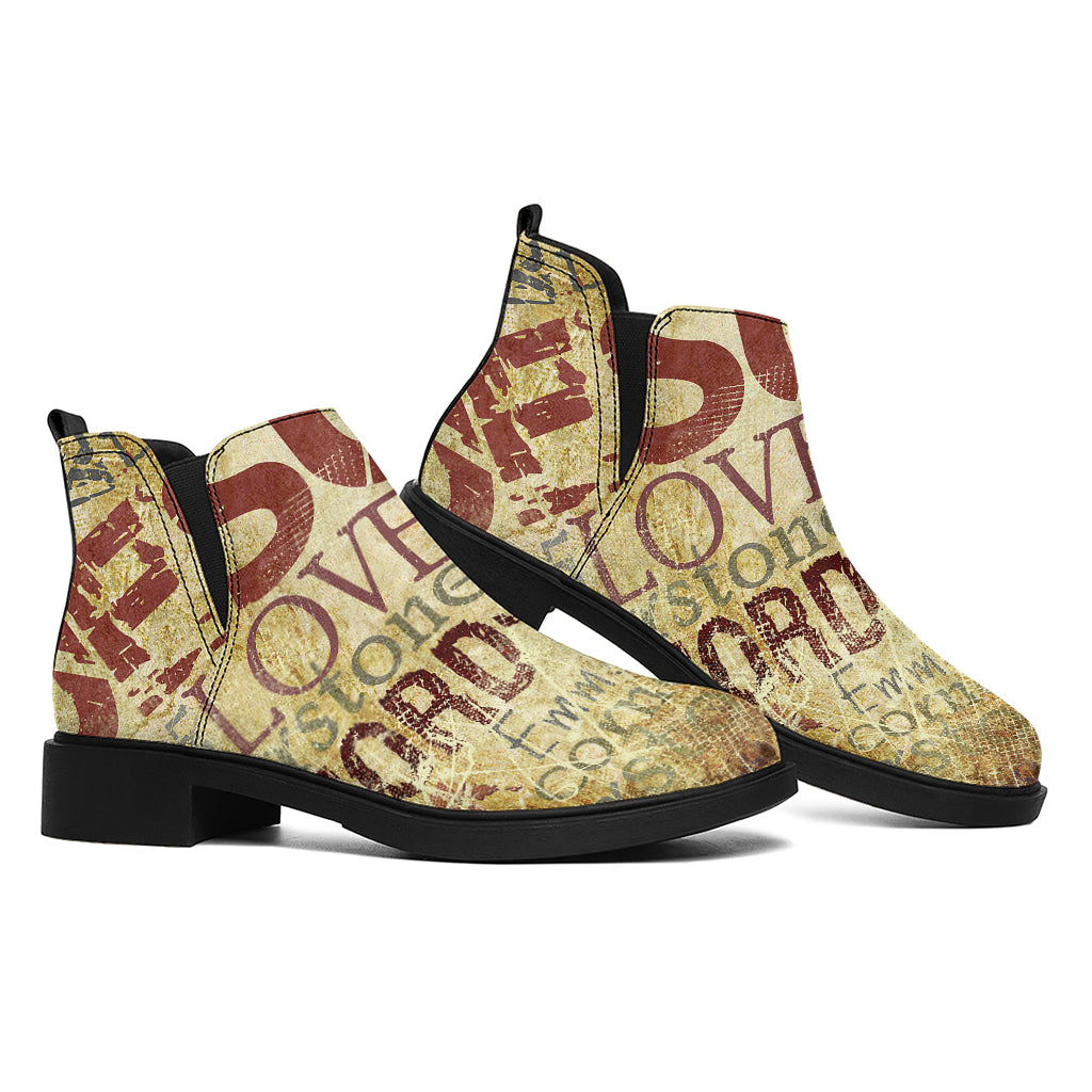 Religious Word Of God Print Flat Ankle Boots