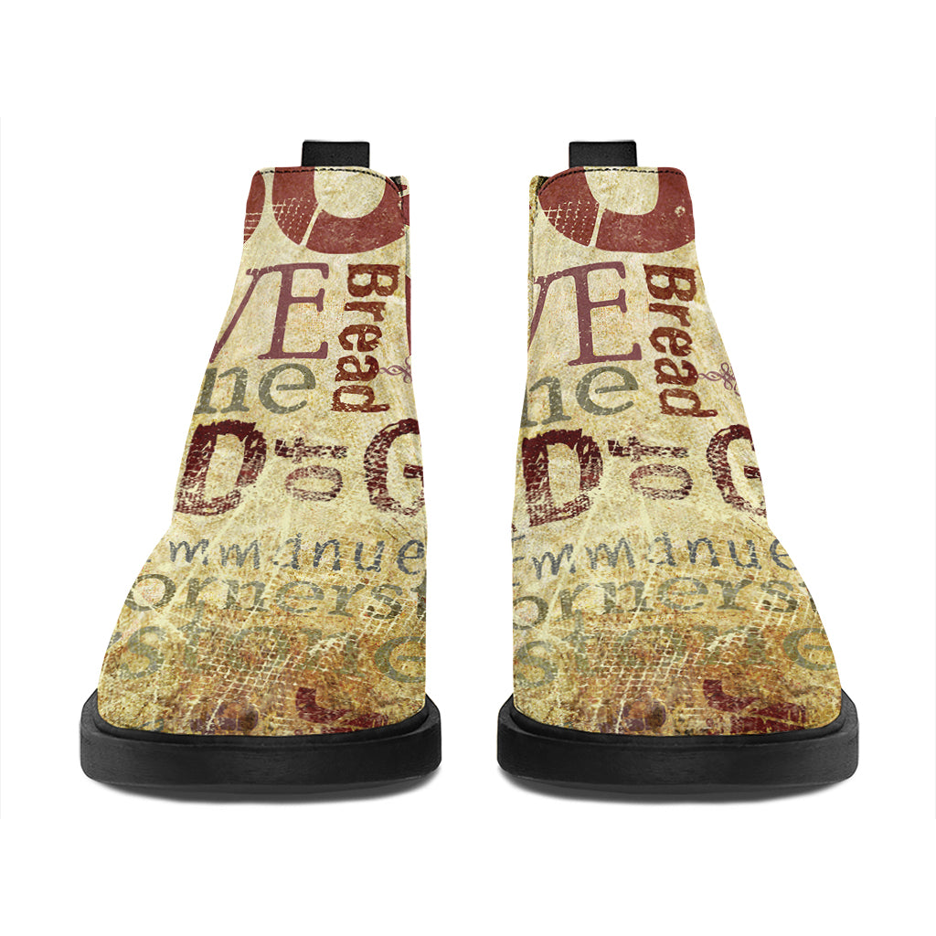 Religious Word Of God Print Flat Ankle Boots