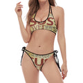Religious Word Of God Print Halter Scoop Tie Side Bikini