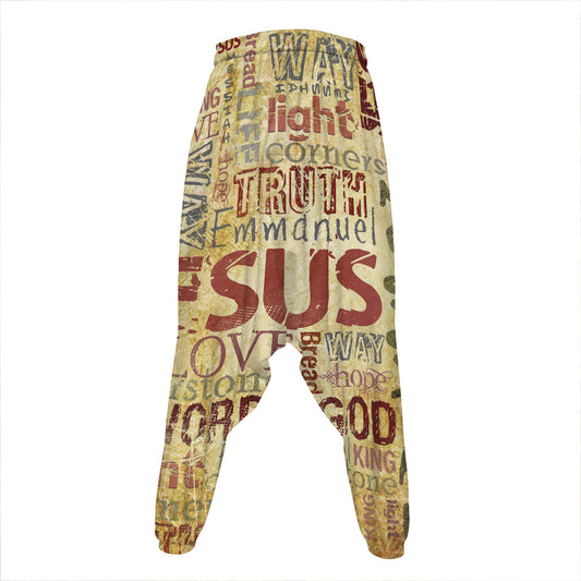 Religious Word Of God Print Hammer Pants