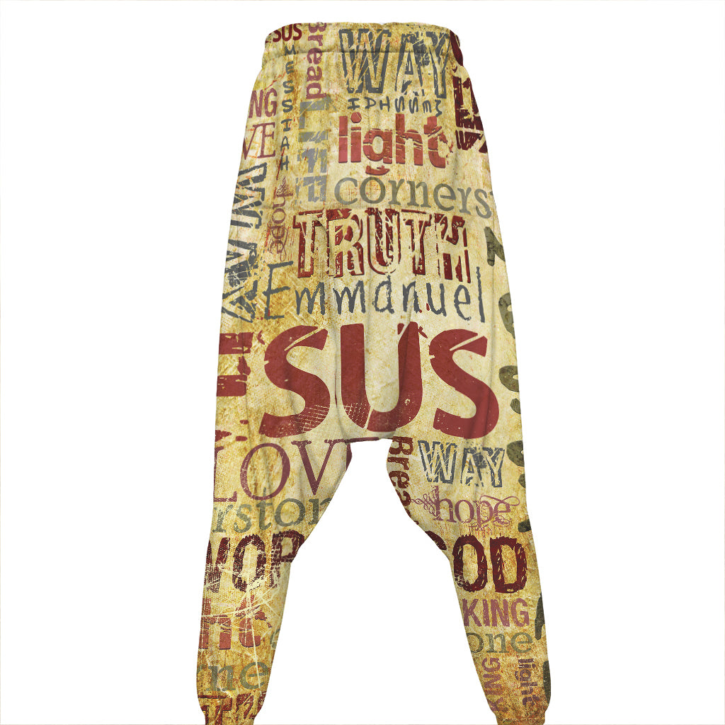 Religious Word Of God Print Hammer Pants