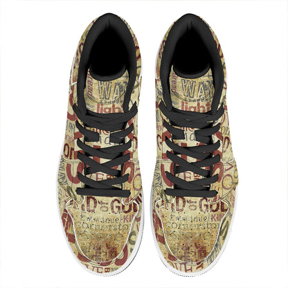 Religious Word Of God Print High Top Leather Sneakers