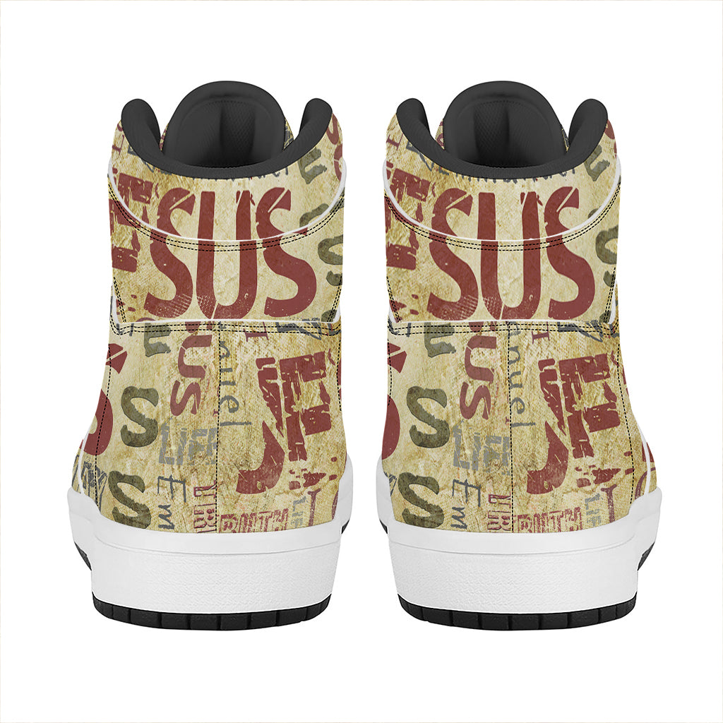 Religious Word Of God Print High Top Leather Sneakers