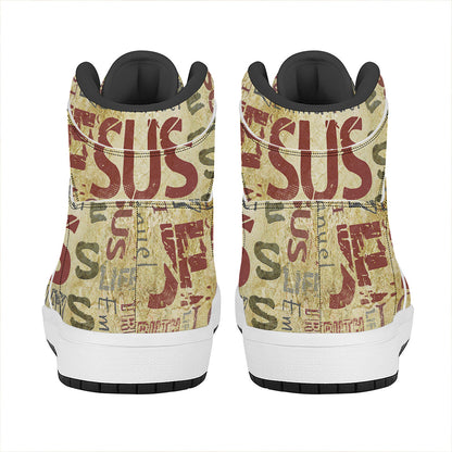 Religious Word Of God Print High Top Leather Sneakers