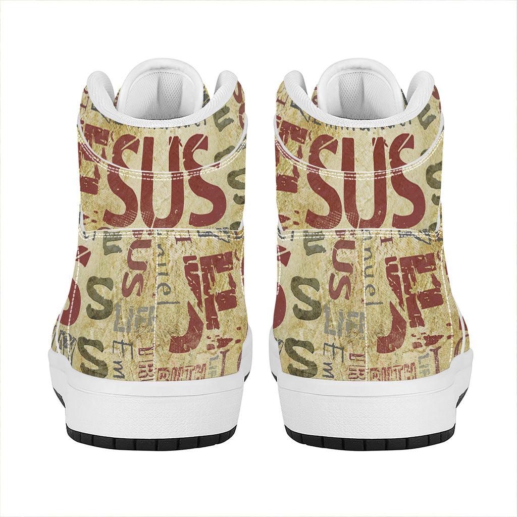 Religious Word Of God Print High Top Leather Sneakers